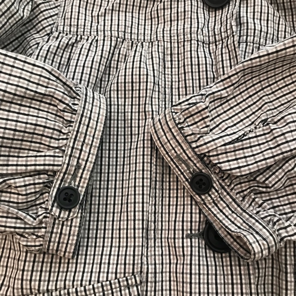 Roxy Black & White Plaid Button Front Hooded Light Spring Jacket - Picture 10 of 15
